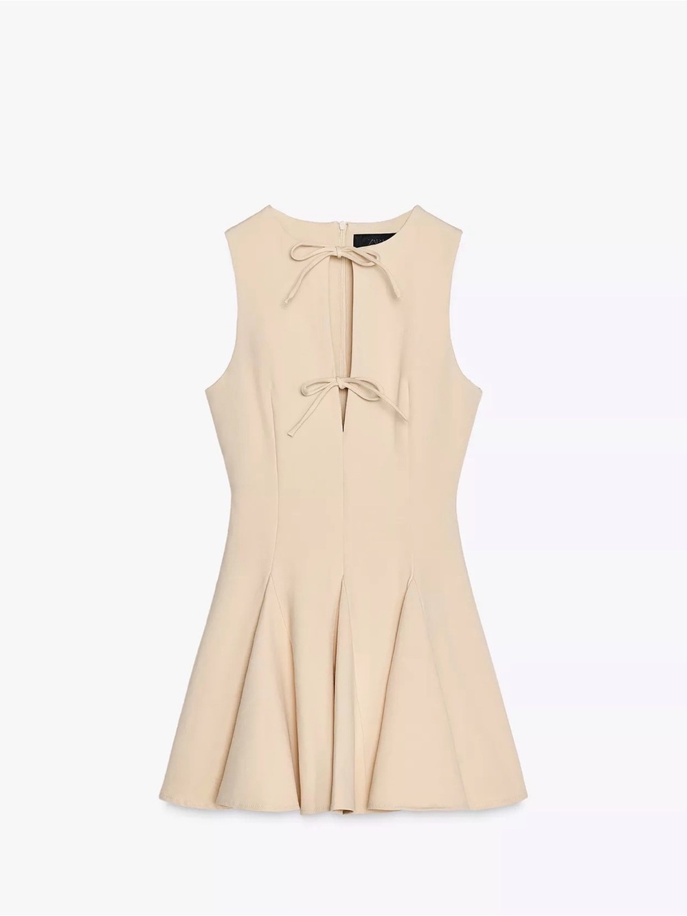 Zara Cream Sleeveless Tie-Back Mini Dress